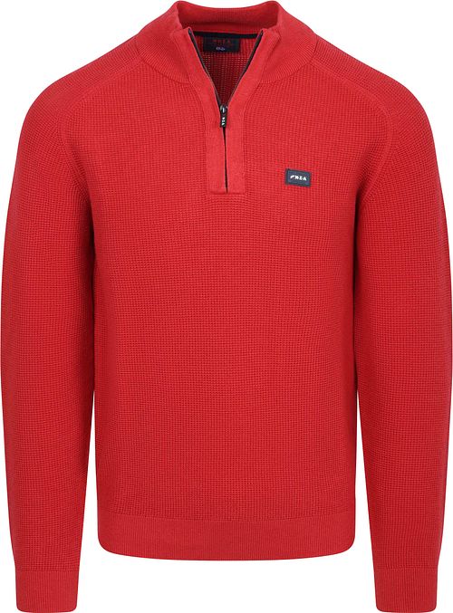 NZA Half Zip Slub Knit Melange Red