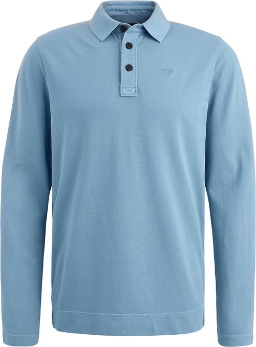 PME Legend Long Sleeve Poloshirt Garment Dye Piqué Blau Product