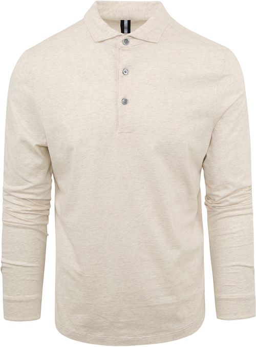 Profuomo polo z długim rękawem w odcieniu beżowego melanżu Product
