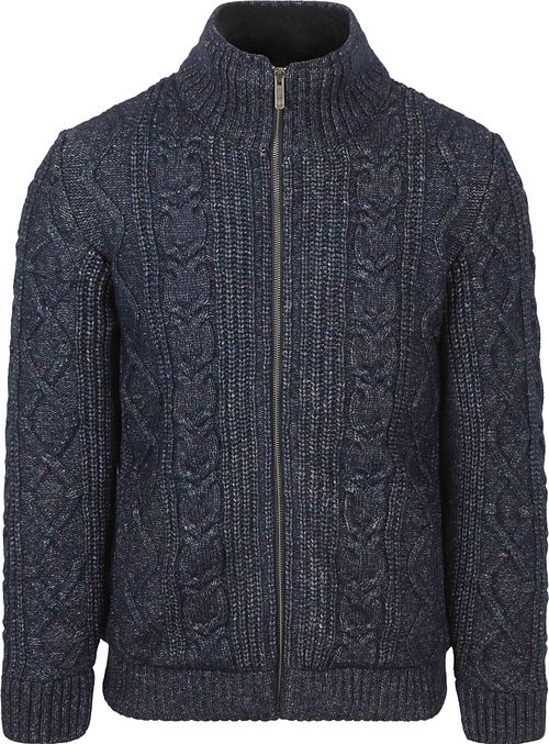 State Of Art Strickjacke Cable Zip Melange Navy Product