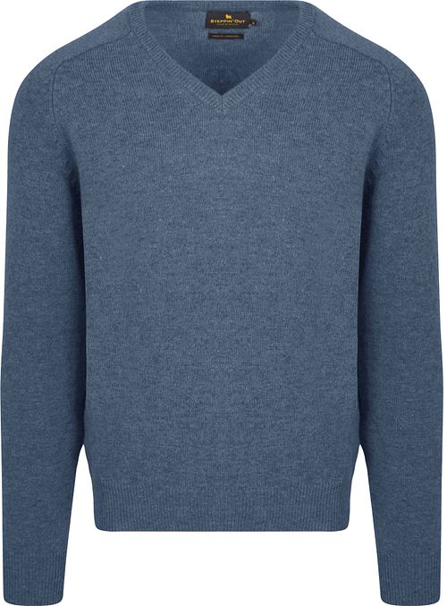 Steppin' Out Pullover V-Ausschnitt Lammwolle Mid Blau Product