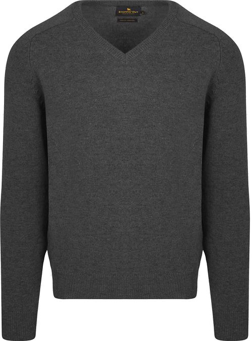 Steppin' Out sweter z dekoltem w serek, wełna jagnięca, antracytowy Product