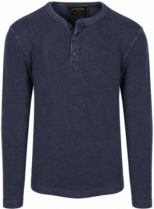 Superdry Tröja Henley Waffle Marinblå