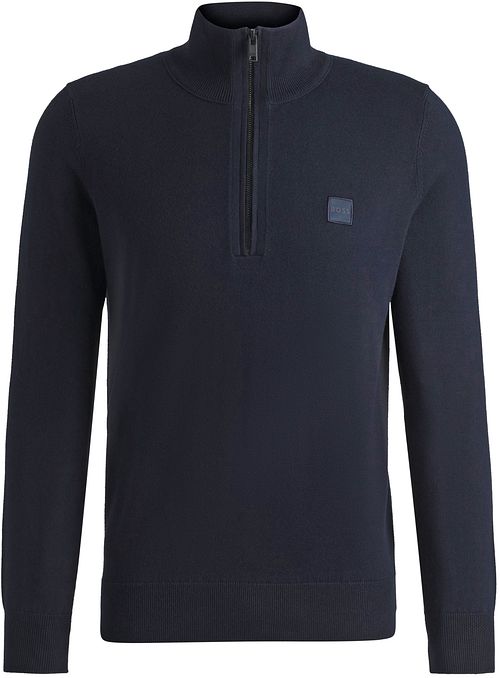 BOSS Kanobix Sweter z krótkim zamkiem w kolorze granatowym Product