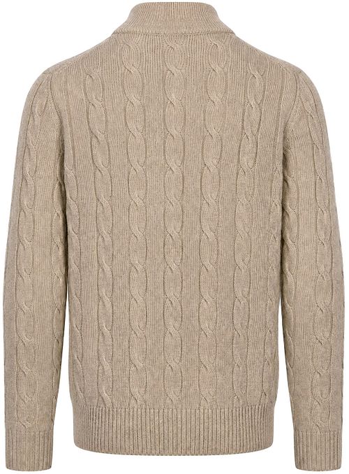 Steppin' Out Lau Pull Merino Half Zip Cable Beige