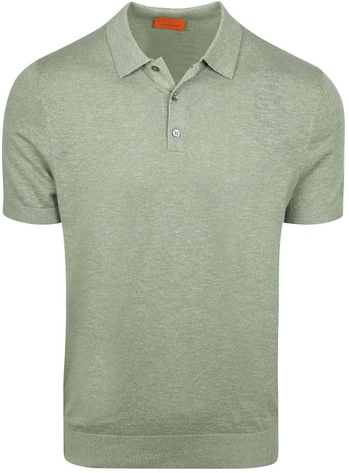 Suitable Knitted Polo Cotton Linen Groen Product