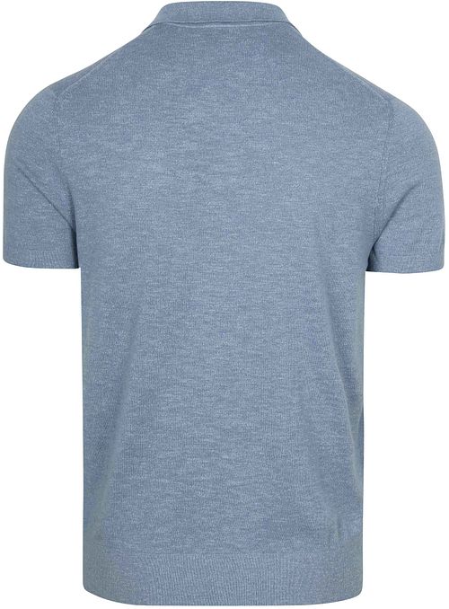 Suitable Knitted Poloshirt Cotton Linen Blau
