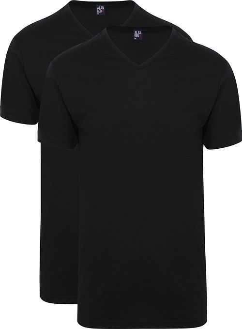 Alan Red Vermont Extra Lang T-Shirt z dekoltem w serek, czarny 2-pack Product