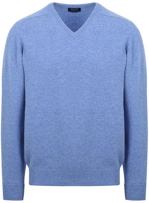 Pullover William Lockie in lana d’agnello V Surf Mid Blue Product