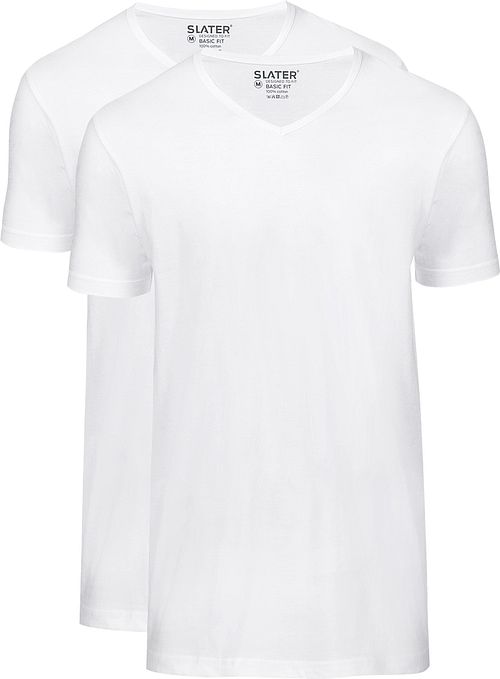 Slater 2-pack Basic Fit T-shirt V-hals Vit Product