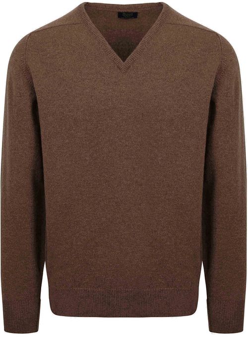 William Lockie maglione con scollo a V in lana d’agnello color mocha Product