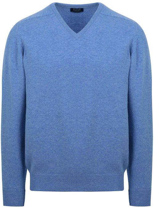 William Lockie sweter z dekoltem w serek z wełny jagnięcej w kolorze Jeans Melange Product