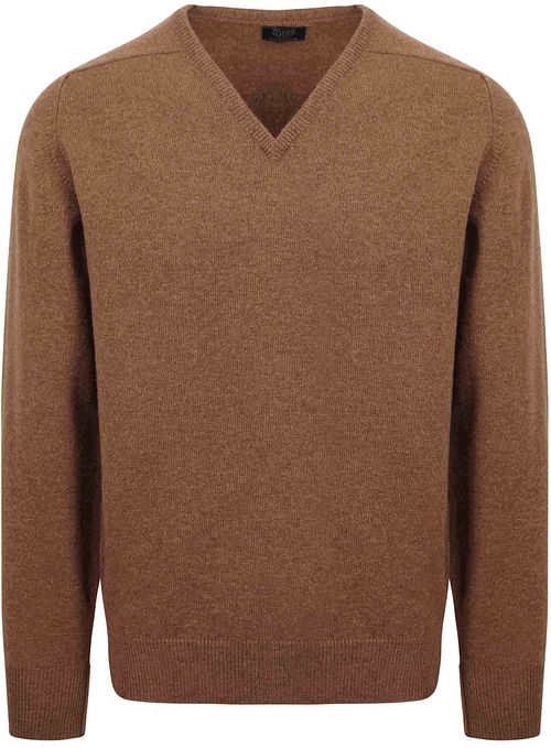 William Lockie sweter z wełny jagnięcej z dekoltem w serek Driftwood Product