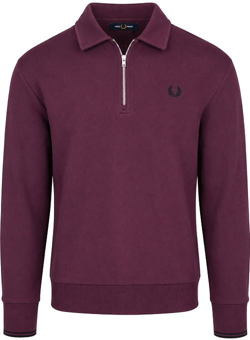 Fred Perry Longsleeve Half Zip Polo Shirt Plum