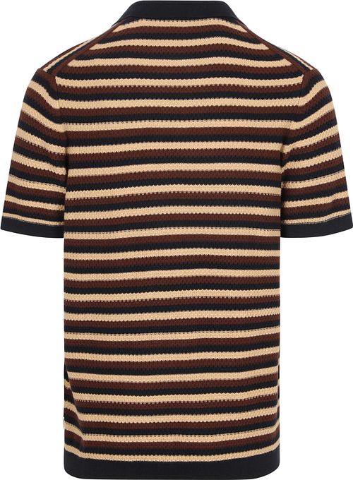KnowledgeCotton Apparel Polo A Righe Brown Product / Achterkant