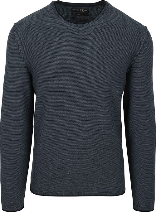 Marc O'Polo Sweter z okrągłym dekoltem z bawełny i lnu w kolorze ciemnogranatowym Product