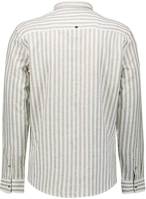 No Excess Camisa Casual Algodón Y Lino Rayas Taupe Product / Achterkant