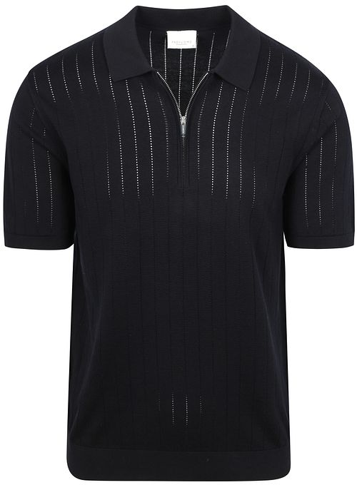 Profuomo Knitted Half Zip Polo Dropneedle Marine