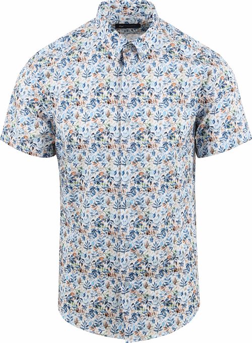 Suitable Kortärmad Skjorta Blommönster Blå Product