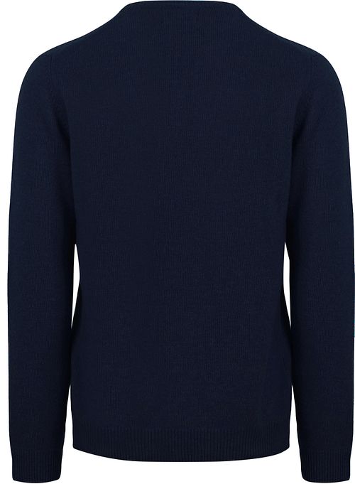 Suitable Lammwolle Pullover V-Ausschnitt Dunkelblau Product / Achterkant