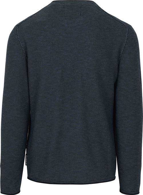 Marc O'Polo Pullover med rund hals i bomuld/linen i mørkeblå Product / Achterkant