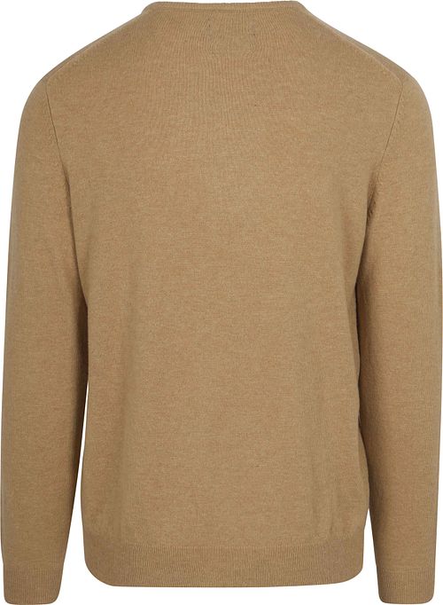 Steppin' Out sweter z dekoltem w serek z wełny merino beżowy Product / Achterkant