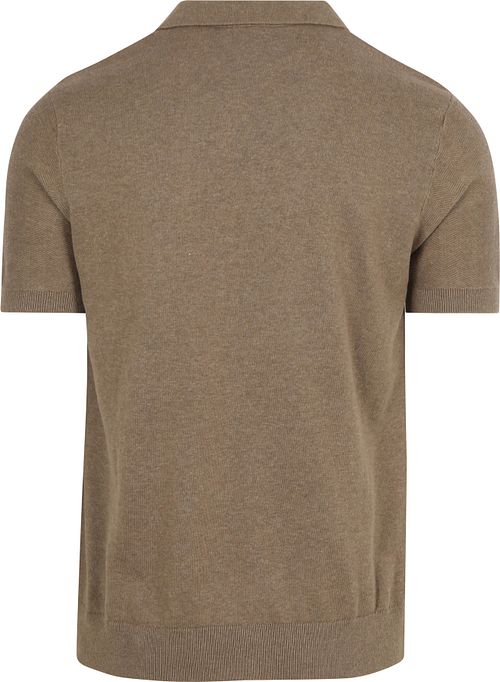 Suitable Knitted Polo Shirt Riva Harring Taupe Product / Achterkant
