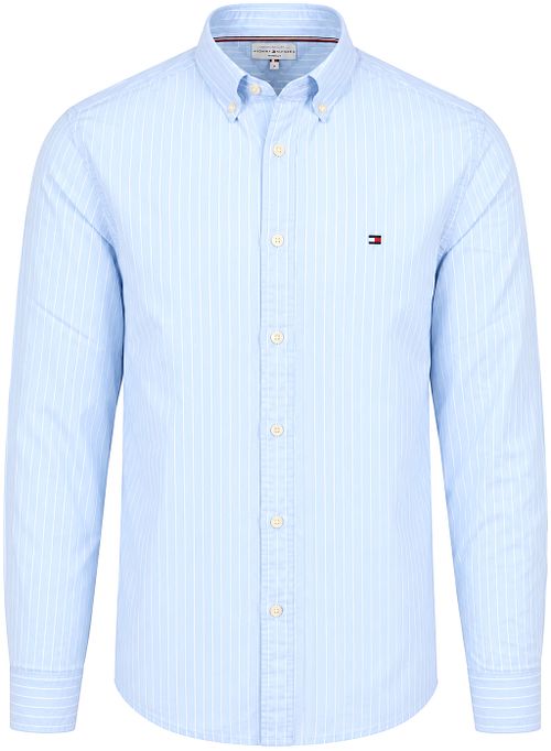 Tommy Hilfiger Poplin Overhemd Streep Lichtblauw Product