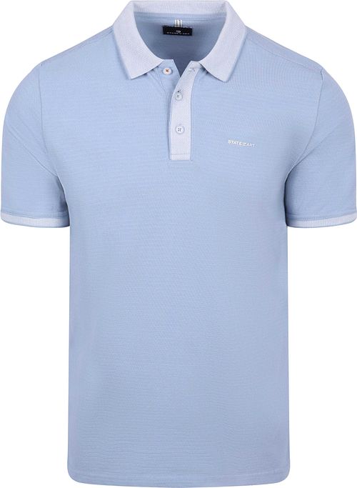 Koszulka polo State of Art z dżerseju z prążkowanym kołnierzykiem w kolorze niebieski Product