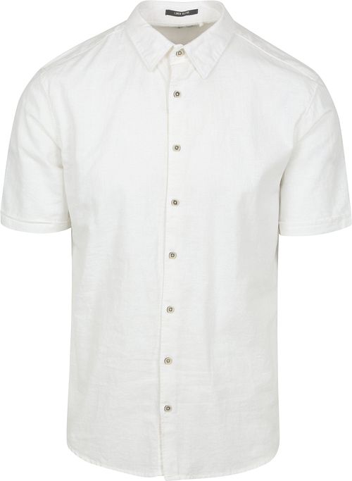 No Excess Short Sleeve Chemise Mix De Lin Blanche Product