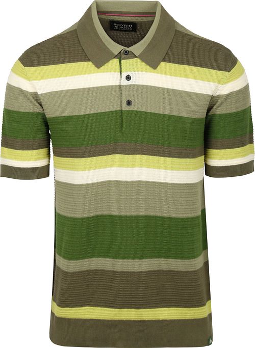 Scotch & Soda Knitted Polo Shirt Structure Stripe Green Product