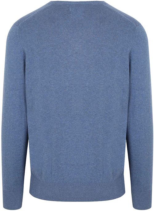 Steppin' Out Maglione in cotone e cashmere con scollo a V blu indaco Product / Achterkant