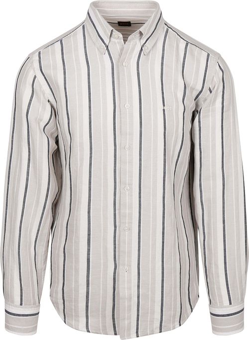 BOSS Relegant Overhemd Linen Blend Streep