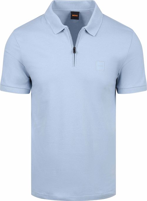 Koszulka polo BOSS Passerzip z krótkim zamkiem w kolorze błękitnym Product