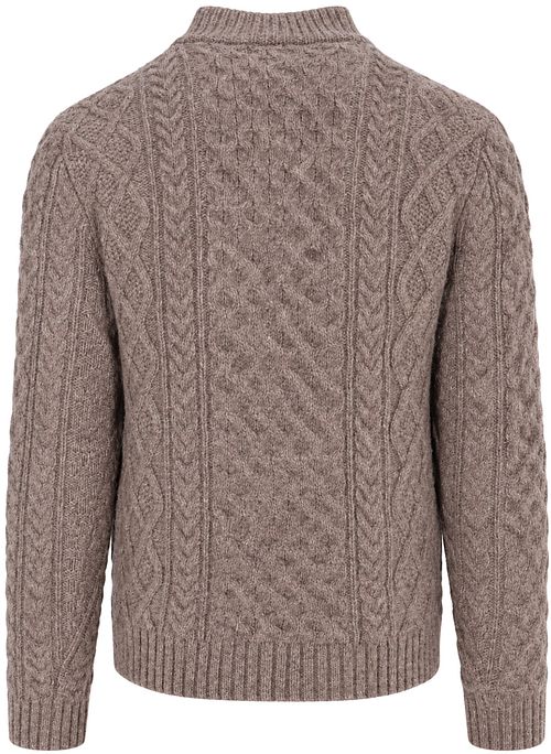 NZA Pullover Cable Wool Taupe Product / Achterkant