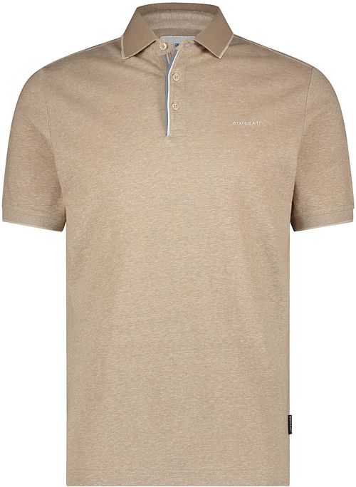 State of Art polo i Oxford-stil med beige placketdetaljer Product
