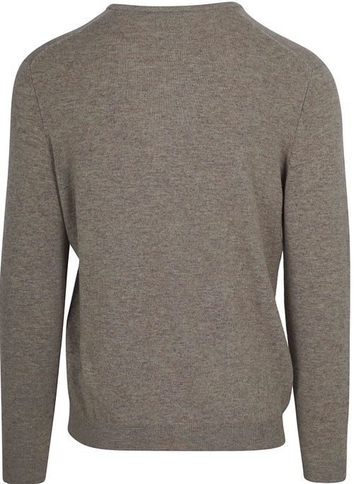 Steppin' Out Jersey de merino con cuello de pico en color topo Product / Achterkant