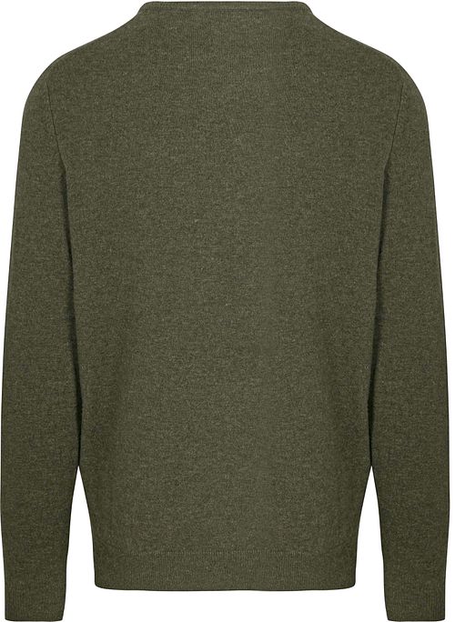 Steppin' Out jersey de merino con cuello de pico verde oliva Product / Achterkant