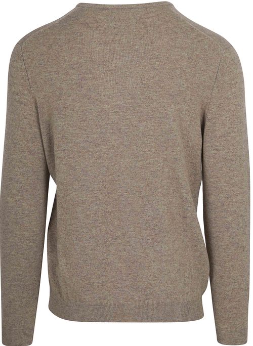 Steppin' Out sweter z dekoltem w serek z wełny merino jasnobrązowy Product / Achterkant