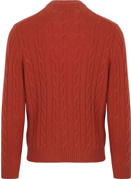 Gant Pullover Rundhals Lambswool Cable Modern Rust Product / Achterkant