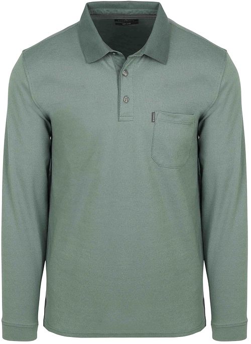 CASAMODA Long Sleeve Polo Structure Groen Product