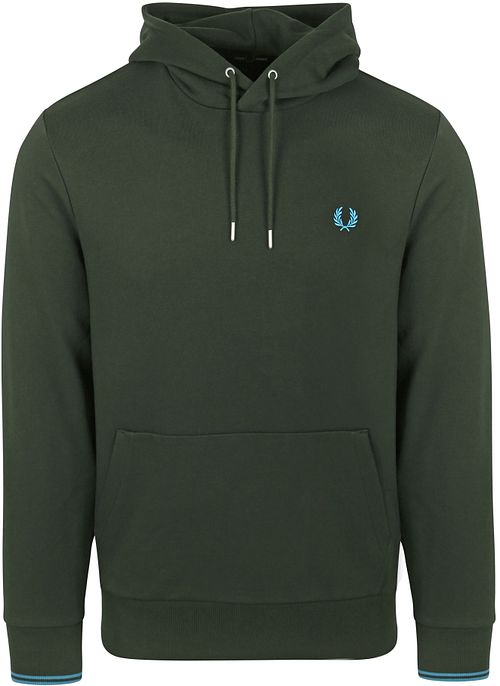 Fred Perry hættetrøje med logo Natgrøn Product