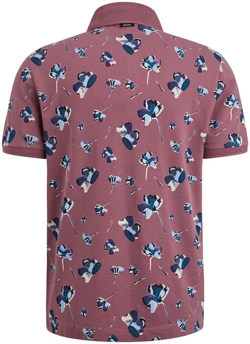 Polo Vanguard en piqué con flores, rosa oscuro Product / Achterkant