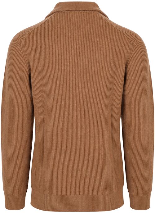 Profuomo Half Zip Pullover Wool Cognac