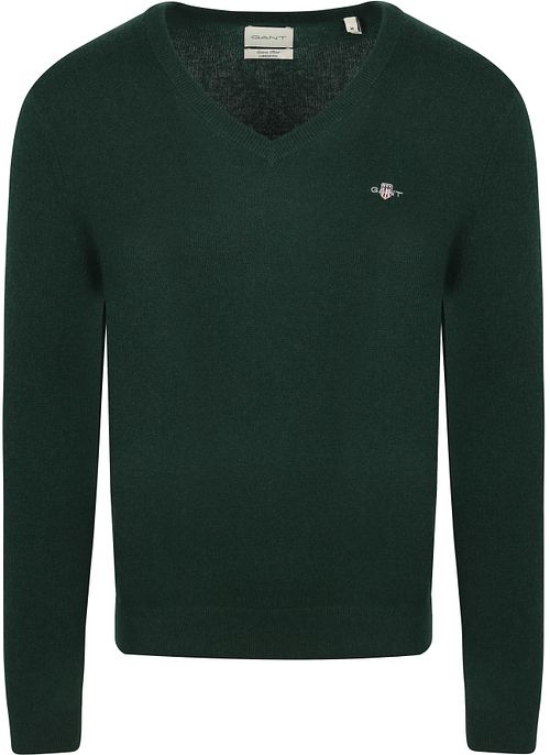 Pullover GANT con scollo a V in misto lana verde scuro Product
