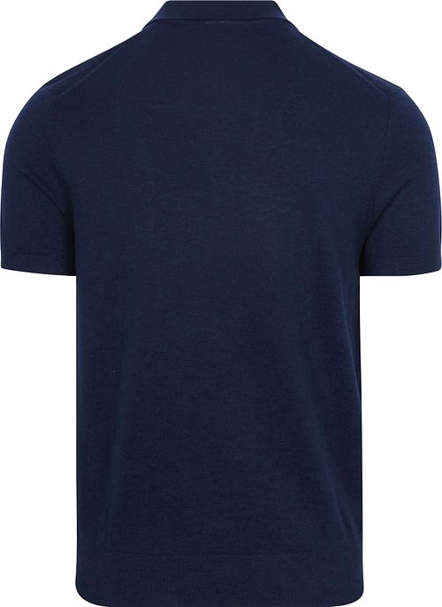 Suitable Polo Cotone Lino Navy Product / Achterkant