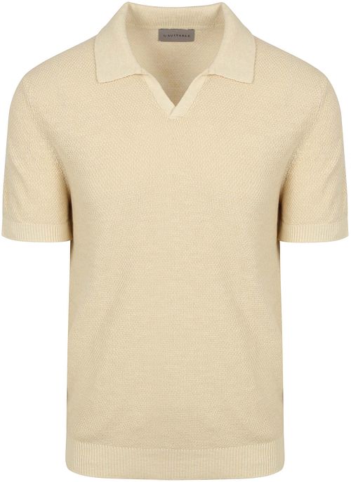 Suitable Poloshirt Riva Bean Linen Cotton Sand