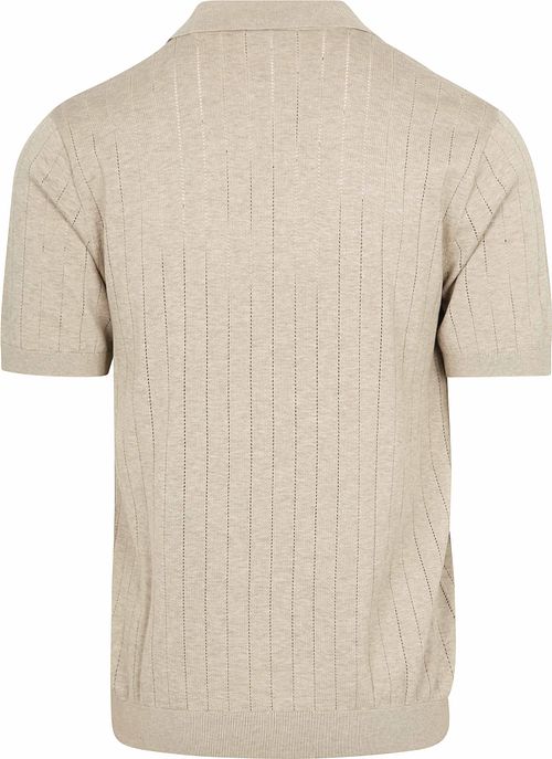 Dzianinowa koszulka polo Profuomo dropneedle z półzamkiem w kolorze beżowym Product / Achterkant
