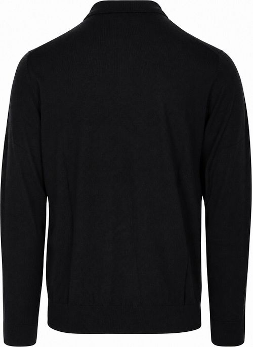 Profuomo Longsleeve Poloshirt Merinowolle Schwarz