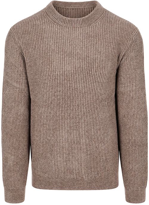 Profuomo Pullover Chenille Rib Wool Blend Brown